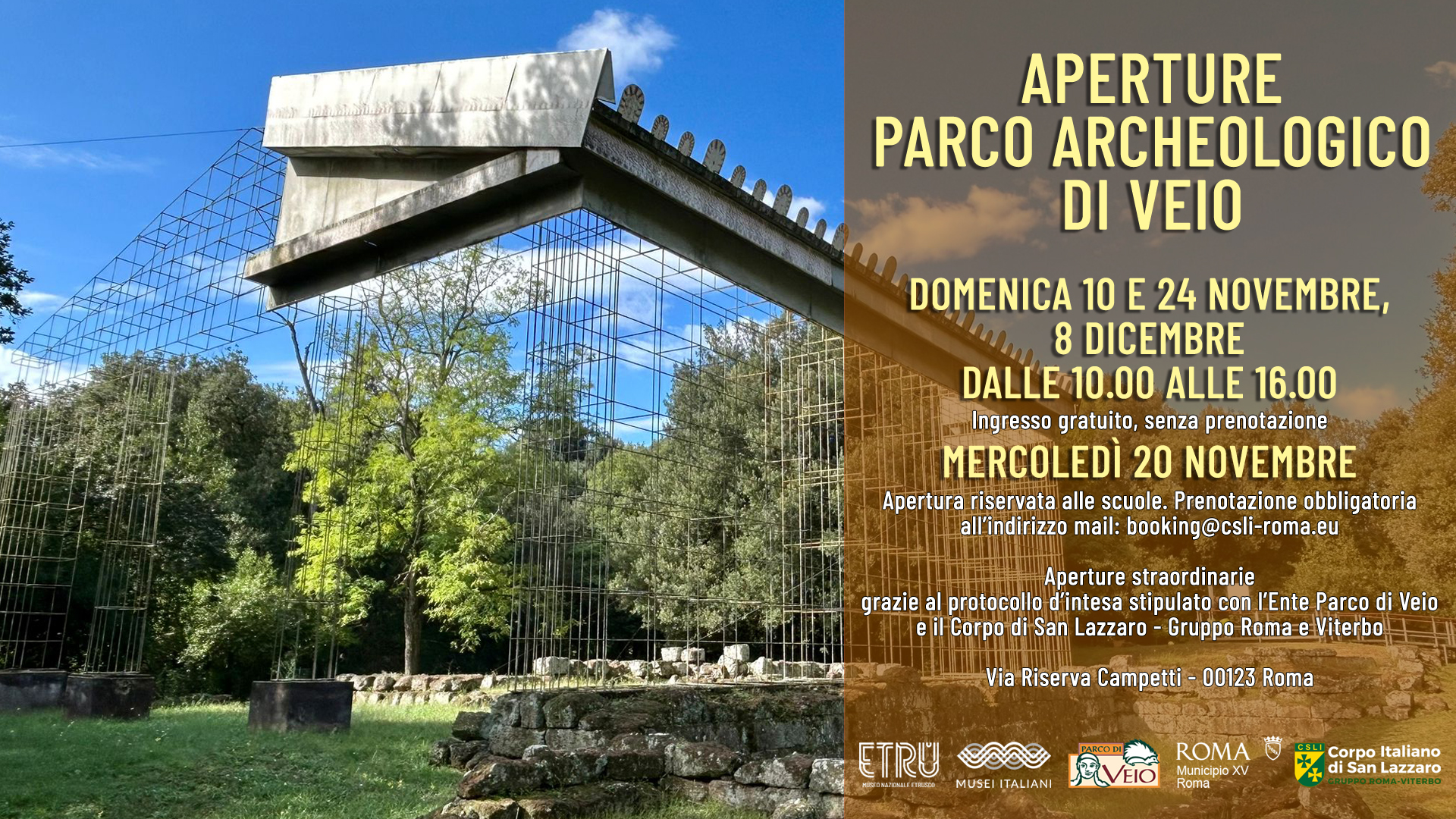 APERTURE DEL PARCO ARCHEOLOGICO DI VEIO