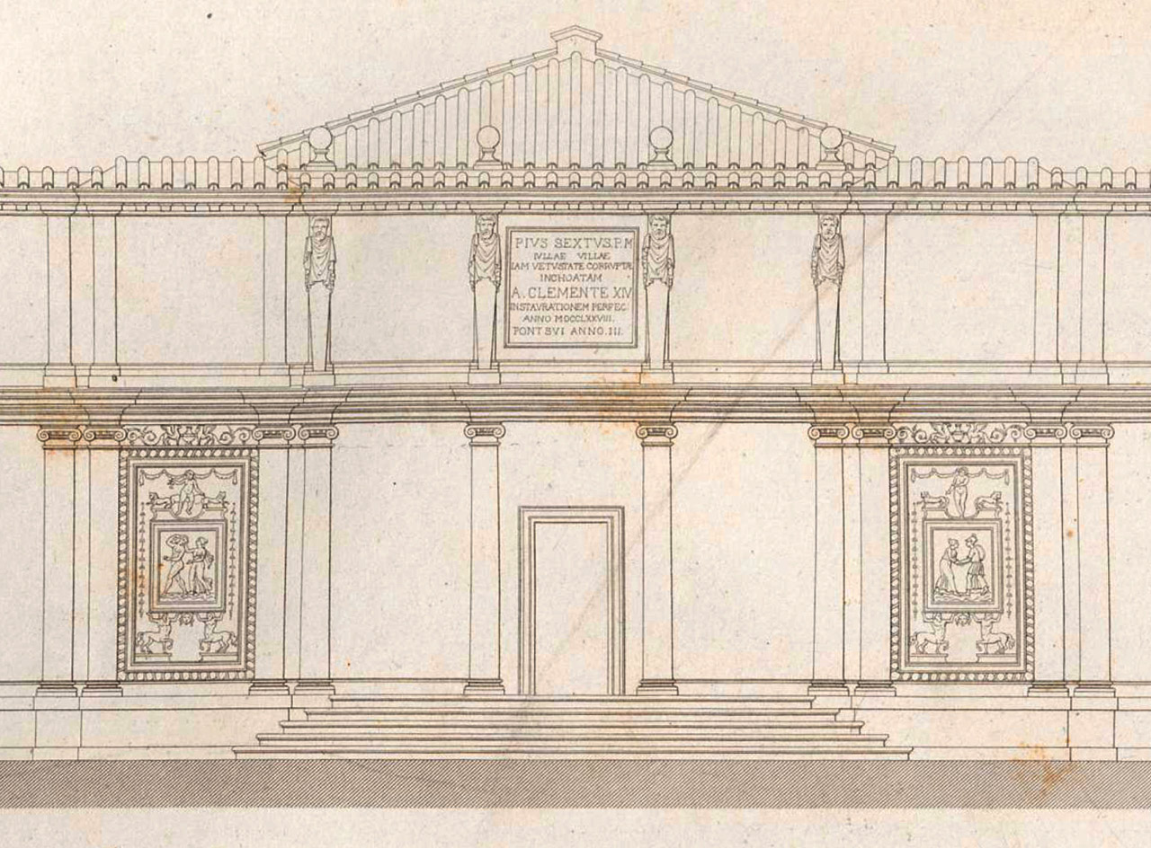 Paul Letarouilly, Édifices de Rome moderne, Prospetto della Loggia del Giardino centrale, 1840-1855